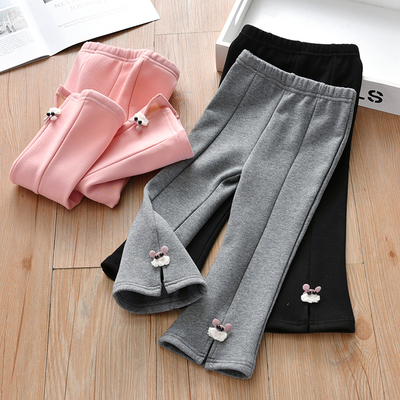 女童打底裤秋冬装新款外穿洋气薄绒女宝宝一体加绒加厚款儿童裤子