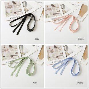 醋酸缎面腰带配饰裙子收腰连衣裙窄布长细带装饰滑系带黑色简约