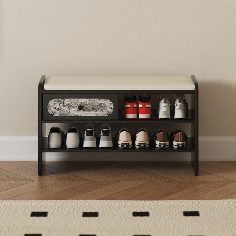 家用入户门口换鞋凳进门可坐穿鞋凳玄关储物鞋柜鞋架软包一体凳子