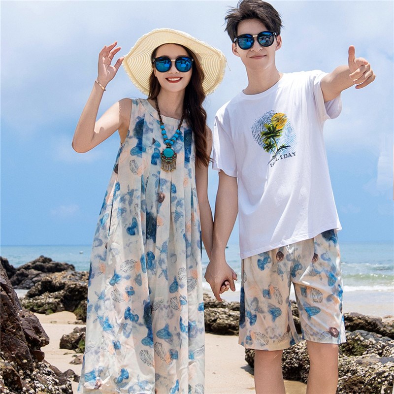 夏季情侣装2025新款潮云南三亚旅游度假男士穿搭衣服海边沙滩套装图片