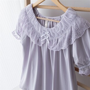 睡衣女夏款纯棉薄款短袖套装七分裤高级感2025新款套装宽松家居服