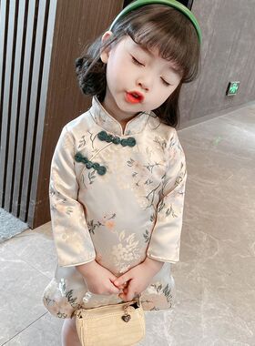 女童春秋旗袍汉服连衣裙女宝宝中国风唐装2-3-4-5-6岁民族风裙子1