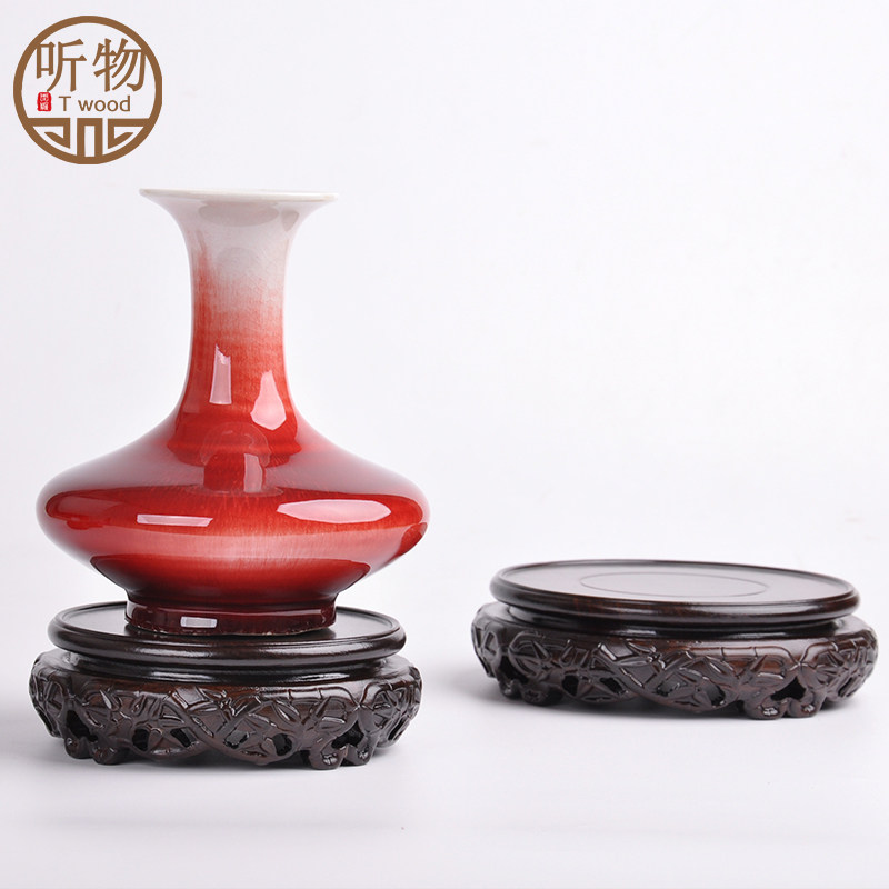 木质黑檀茶壶茶具底座实木托盘圆形铜香炉花瓶佛像花盆景摆件底座,家居饰品,木雕,淘宝优惠券,粉丝福利购,淘宝优惠卷