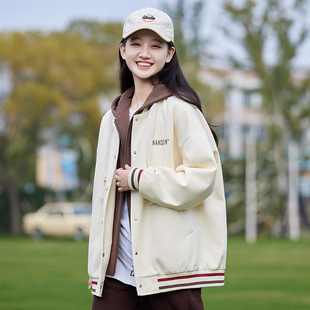 初中生春装外套装卫衣棒球服少女休闲上衣加厚连帽高中学生学院风