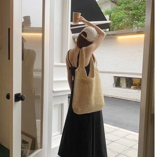 夏季 单肩大容量草包海边度假沙滩包草编手提包手工编织包包女森系