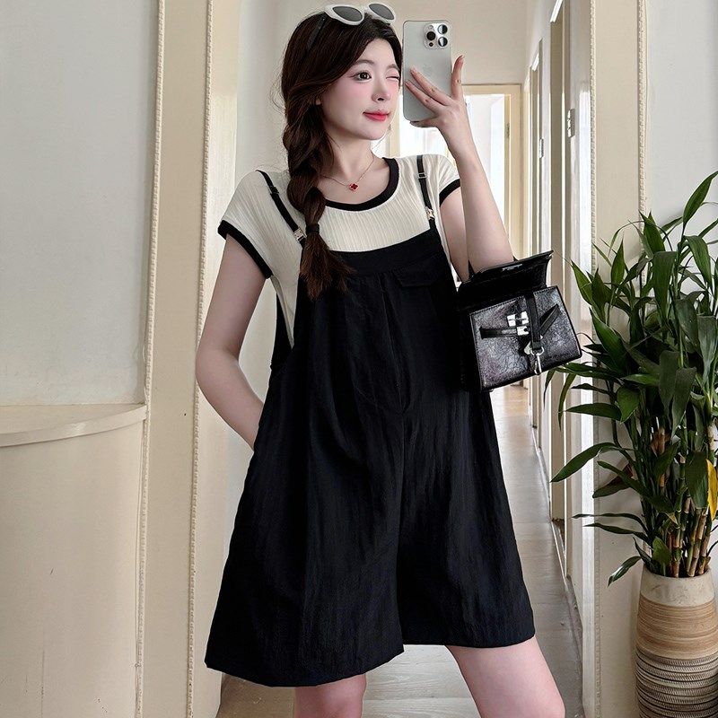 孕妇装夏装短袖上衣夏季背带短裤2025新款孕妇套装时尚两件套潮妈,孕妇装/孕产妇用品/营养,套装,淘宝优惠券,粉丝福利购,淘宝优惠卷