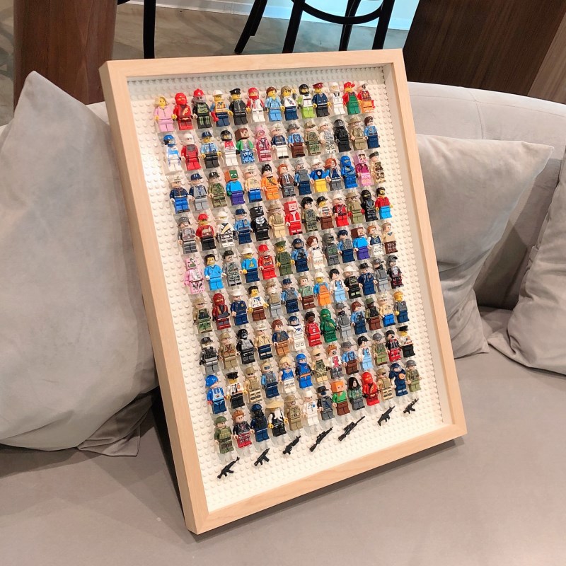 人仔展示架抽抽乐相框公仔小人积木墙壁挂式儿童房家用墙面装饰画