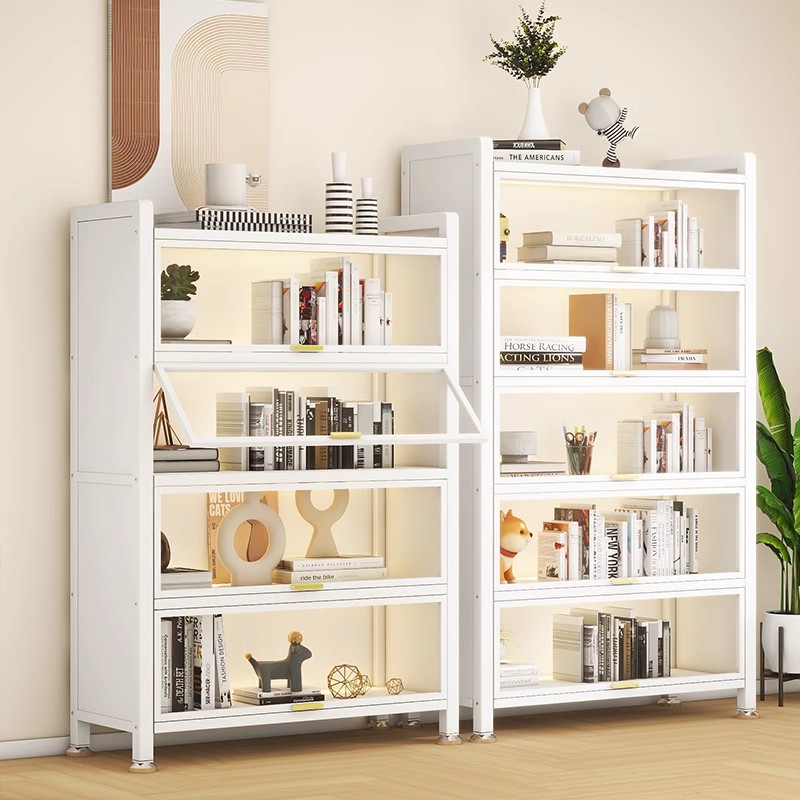 钢制书柜带门儿童书架家用防尘储物柜客厅展示柜卧室置物架收纳柜