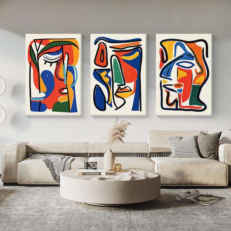 毕加索抽象小众艺术欧式手绘油画餐厅客厅立体半手绘装饰画大芬村