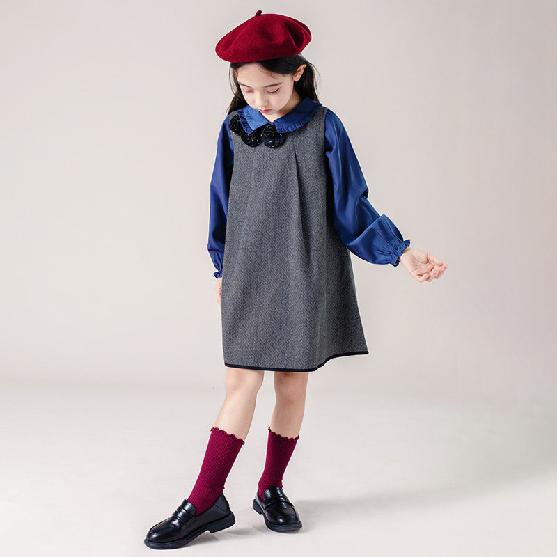 女童羊毛呢子连衣裙2021秋冬新款无袖胸花背心裙洋气儿童公主童裙,童装/婴儿装/亲子装,连衣裙,淘宝优惠券,粉丝福利购,淘宝优惠卷