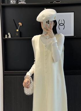 法式软糯超好看的套装裙女秋冬甜美温柔风针织背心裙内搭打底衫