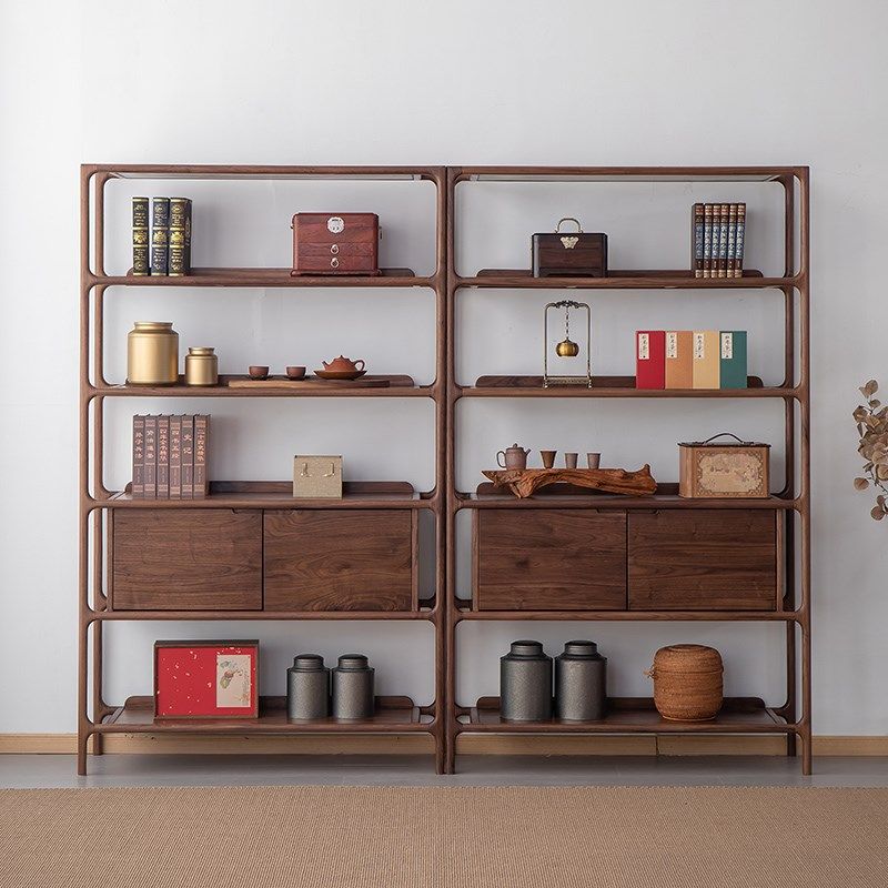 博古架实木中式茶具茶柜置物架茶壶茶叶架子多宝阁摆件展示书柜子