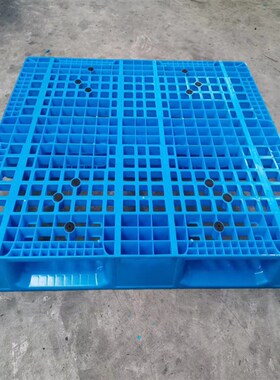 塑料托盘单面网格面川字底座 加8根钢管可上货架蓝色垫仓板