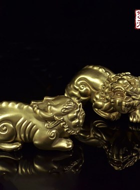 纯黄铜貔貅瑞兽手把件中式工艺品家居2024年创意一对招财貔貅摆件
