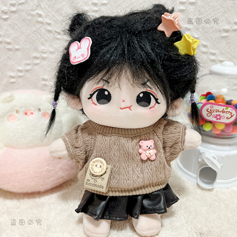 棉花娃娃衣服20cm娃衣胖胖体正常体可穿白色毛衣针织衫裙子套装