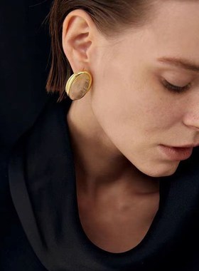 天然茶晶可调节吊坠项链铜镀真金耳钉戒指轻奢小众设计高级感项女