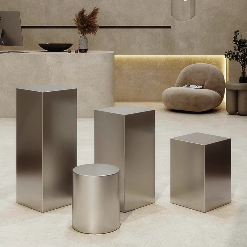 服装店展示架不锈钢展示台陈列架中间摆放买手店置物架流水台地台