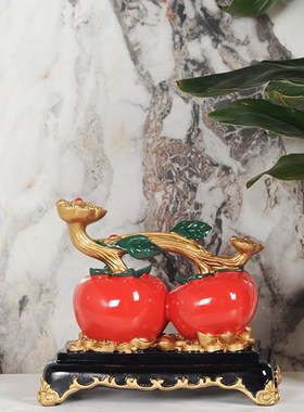 新中式柿柿事事如意摆件客厅酒柜电视柜办公室装饰品乔迁新居礼物