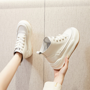 小码女鞋313233厚底休闲鞋松糕底高筒鞋小脚3034码系带棉鞋秋冬季