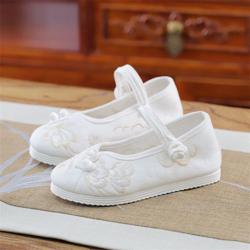 儿童仙女唐装绣花鞋女复古中国风舞蹈表演学生古装汉服小码旗袍鞋