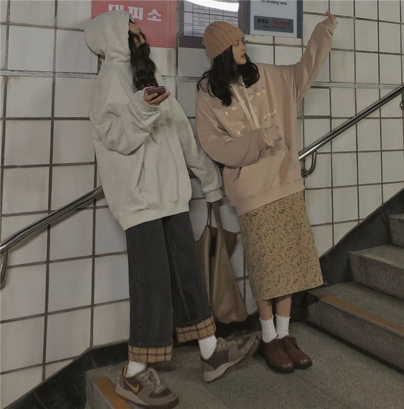 2021年新款加绒牛仔裤女秋冬宽松大码胖mm复古高腰直筒阔腿长裤子