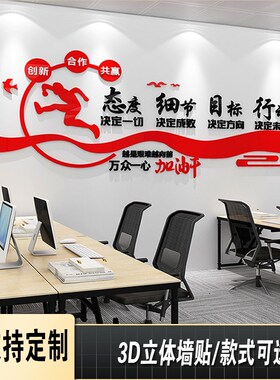 企业创意现代励志标语墙贴背景文化墙布置办公室墙面装饰公司团队