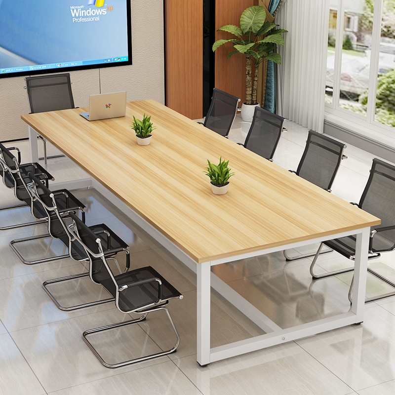 办公洽谈简易实木会议桌长桌子工作台长方形现代简约轻奢小型长条