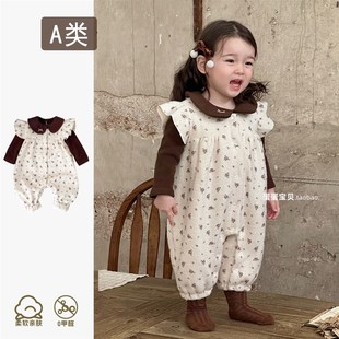 女宝宝衣服背带裤婴儿秋冬装超萌两件套装洋气冬季加绒婴幼儿一岁