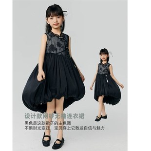 能豆子家童装 饰背心连衣裙5075 4.030儿童中小童女宝黑色流苏装