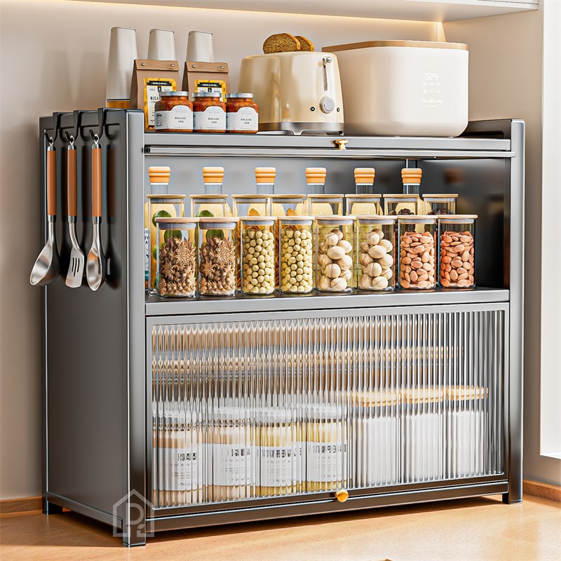 厨房调料品置物架多功能台面带盖防尘防锈调料收纳柜子置物柜家用