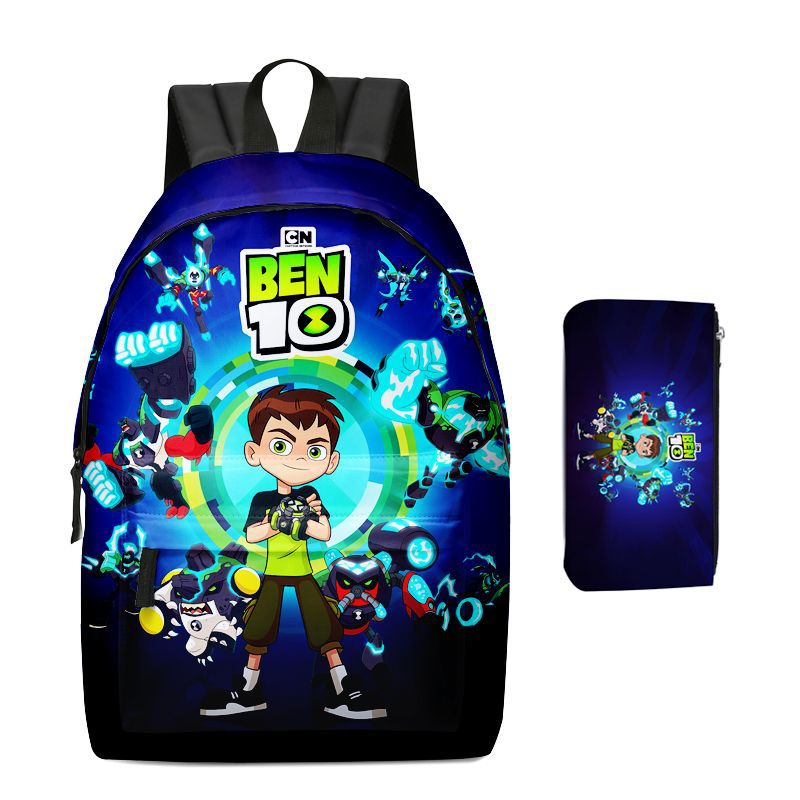2022新款动漫少年骇客ben 10书包大容量卡通双肩小学生书包笔袋