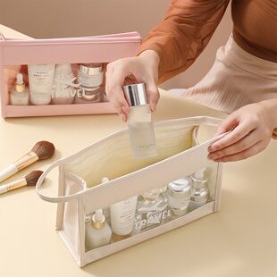 透明pvc洗漱包手提单肩干湿分离包游泳健身洗浴袋防水化妆收纳包