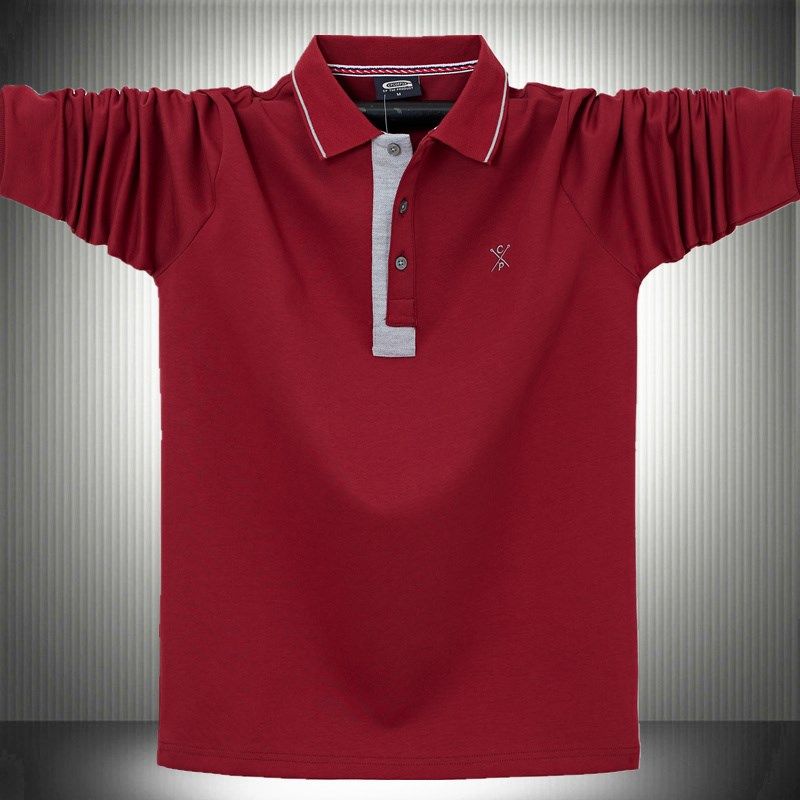 男装纯棉翻领长袖卫衣加肥加大码280斤上衣爸爸宽松t恤厚秋冬外穿