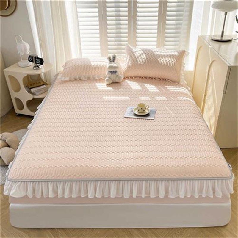 夏季乳胶凉席床笠款花边床裙床罩可水洗折叠防滑空调软席子三件套,床上用品,乳胶席,淘宝优惠券,粉丝福利购,淘宝优惠卷