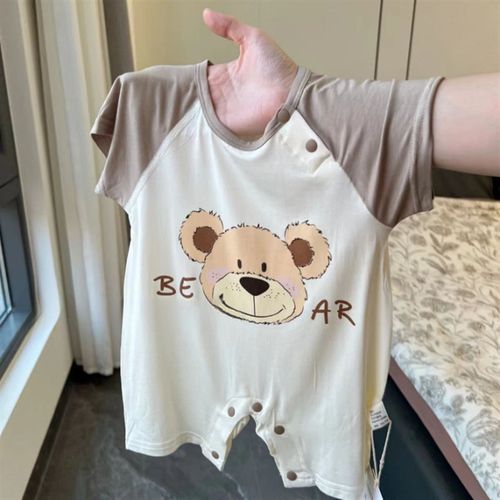 婴儿夏款冰哆啦短袖连体衣新生儿无骨哈衣空调服宝宝舒适透气爬服