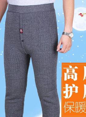 中老年人保暖裤男内穿冬装爸爸棉裤男士加绒加厚宽松高腰打底大尺