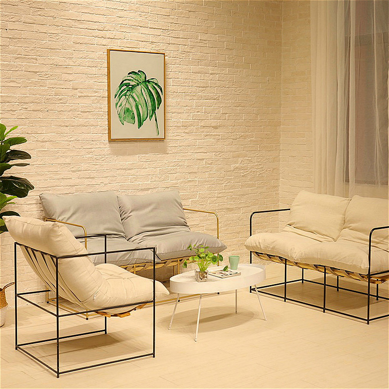 北欧服装店沙发网红简约现代客厅办公单人双人组合铁艺创意懒人椅