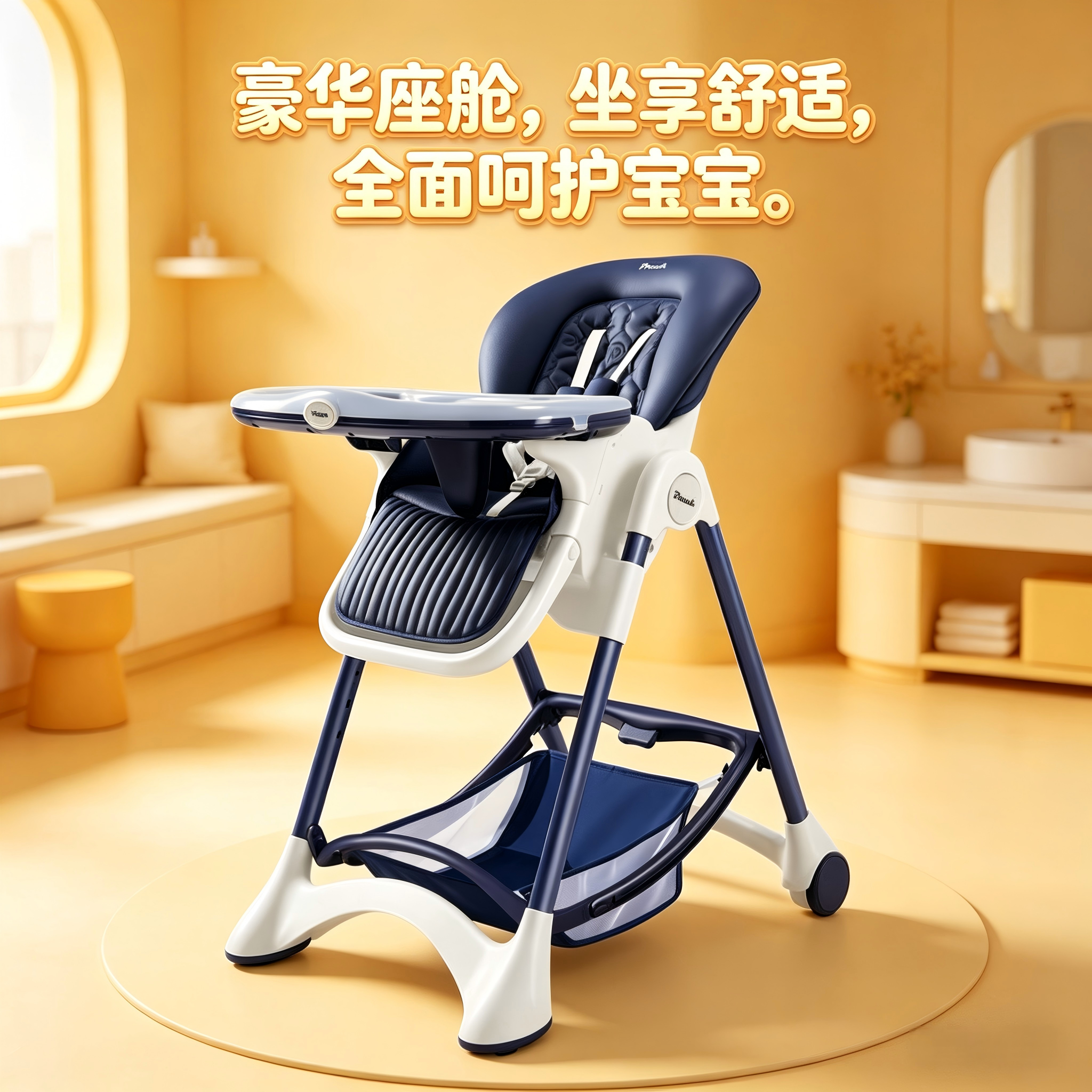 Pouch婴儿儿童餐椅可折叠电动智能摇椅安抚椅便携三合一玩具安全