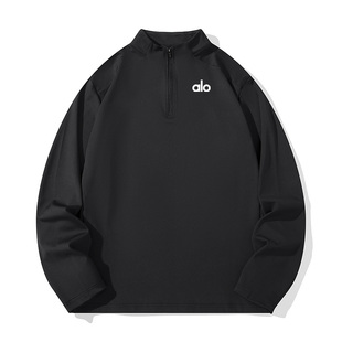 Alo  卫衣男2025秋季新款男士立领内搭上衣男款宽松半拉链黑外套