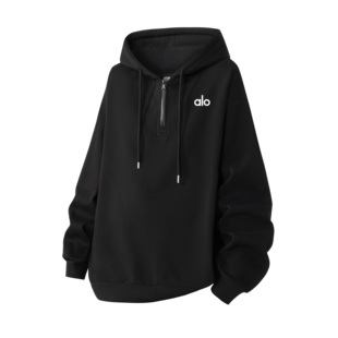 Alo 美式半拉链卫衣男款早秋季宽松潮牌高级感长袖连帽上衣服