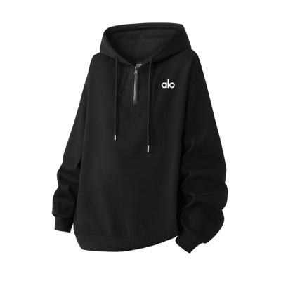 Alo 美式半拉链卫衣男款早秋季宽松潮牌高级感长袖连帽上衣服