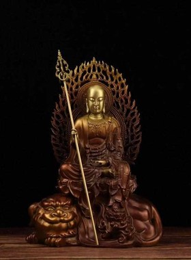 高端彩绘纯铜E地藏王菩佛像九华山地藏菩萨像供奉家用娑婆三圣铜