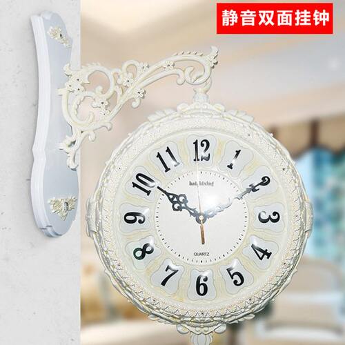 客厅两面静音轻奢装饰时钟简约石英钟表创意挂表欧式双面挂钟大号