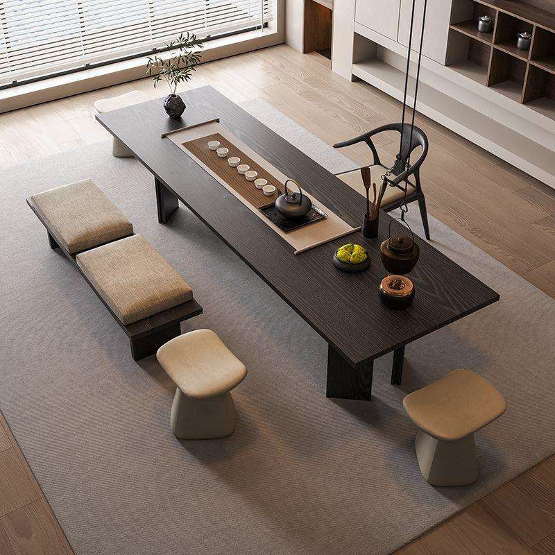 SJ新中式2025新款高端家用实木泡茶台现代轻奢美学办公室接待茶桌