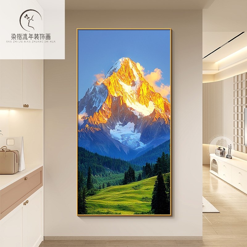 日照金山2024新款高级感玄关装饰画风景画走廊过S道挂画正对门壁
