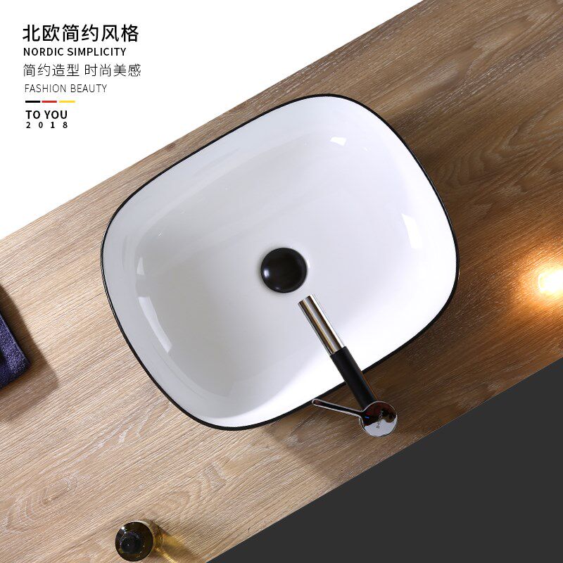 工业风格磨砂黑白台上q盆超薄 陶瓷卫生间椭圆形简约洗脸盆小尺寸