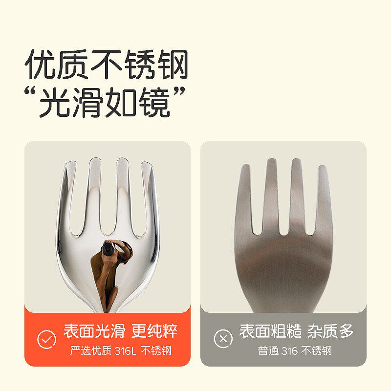宝宝勺子儿童学吃饭训练叉子自主进食饭勺婴儿不锈钢叉勺套装