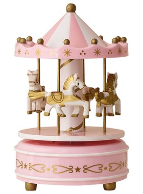 时尚旋转木马音乐八音盒摆件玄关卧室房间桌面装饰送女友闺蜜礼物