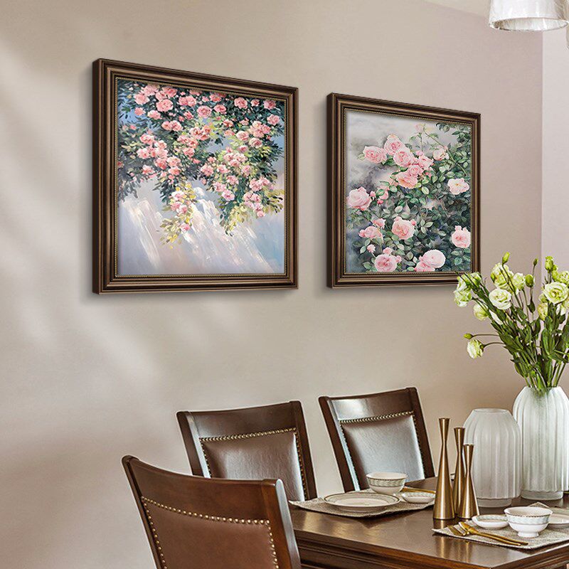 卧室床头装饰画主卧房间挂画美式花卉墙面装饰高级感壁画小众艺术