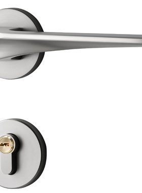 银白色卧室门锁镍拉丝室内房间木门两件式房门锁磁吸静音极简门把